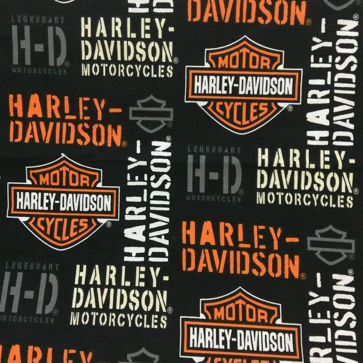 Gorgeous Harley Davidson Themed Fabric Remnant 76cm x 56cm