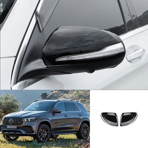 For Benz GLE350 450 GLE63 53 2020-2023 Glossy Black Side Door Mirror Cover Trims - Picture 8 of 12