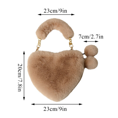 Plush Valentine's Day Shoulder Bag – Fluffy Heart Tote Purse For Women, Fall Winter Handbag, Large Capacity - View #6