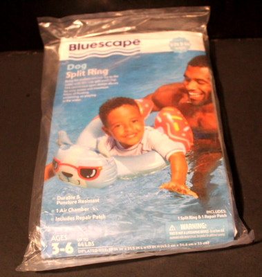 Bluescape Blue Donut Dog Float Split Inflatable Swim Ring Pool Float.
