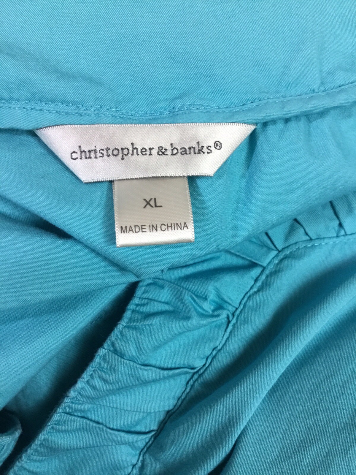 christopher & banks solid light blue ruffled dist… - image 9