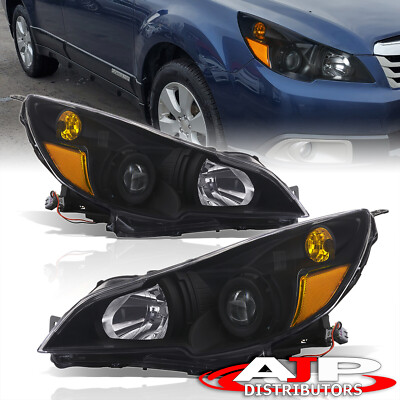 Black Amber Head Lights Lamps Assembly LH RH For 2010-2014 Subaru Outback Legacy