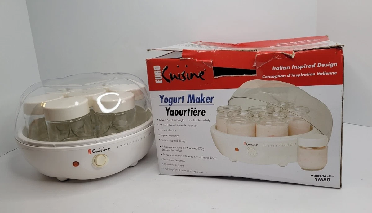 Euro Cuisine Yogurt Maker Machine Model YM80 W 7 Glass 6oz Jars