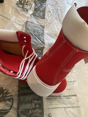 New w/o Box Timberland 6" Premium Red / White Waterproof Boots Men's US 10M - Picture 3 of 3