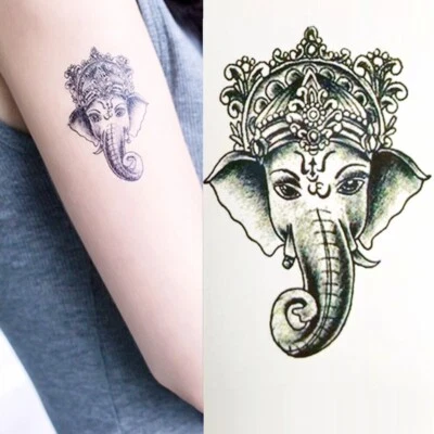 MARKENLOS Flash Einmal Temporary Klebe Tattoo Elefant Krone Geschenk Strand Urlaub Party
