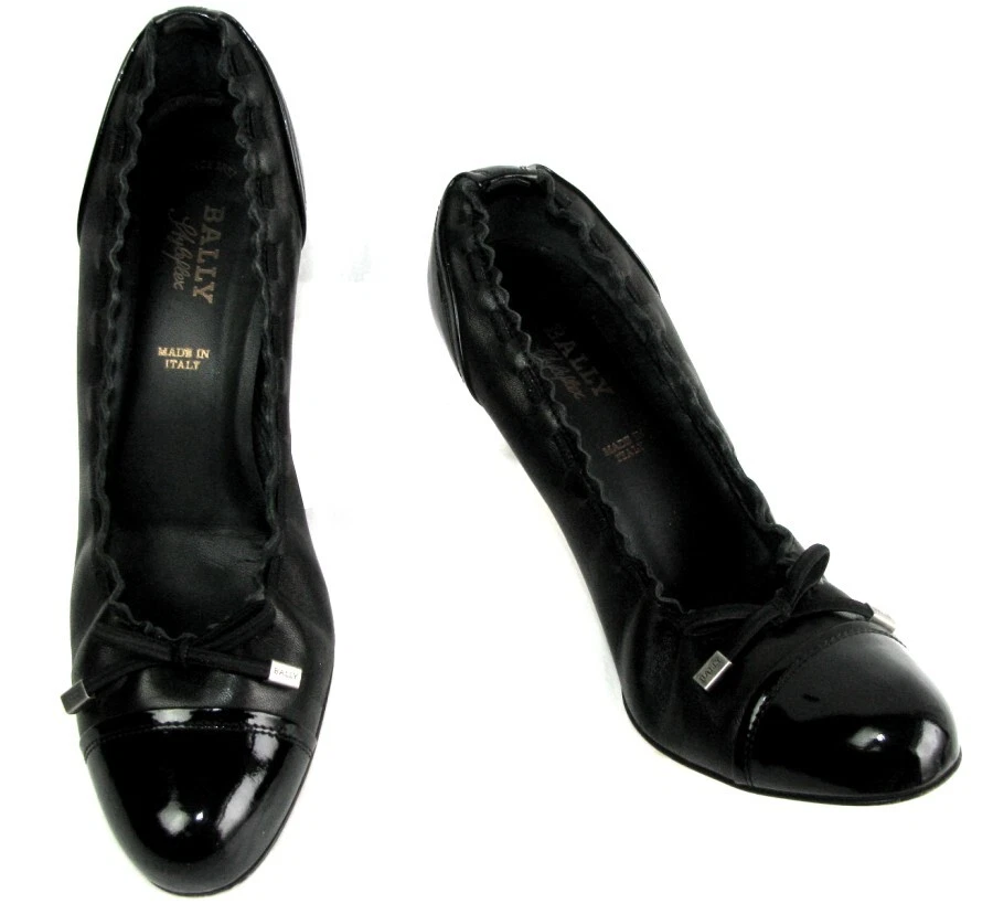 Bally Court Shoes Styleflex Safira Black Leather 8.5 US 6 UK Very Good  Condition