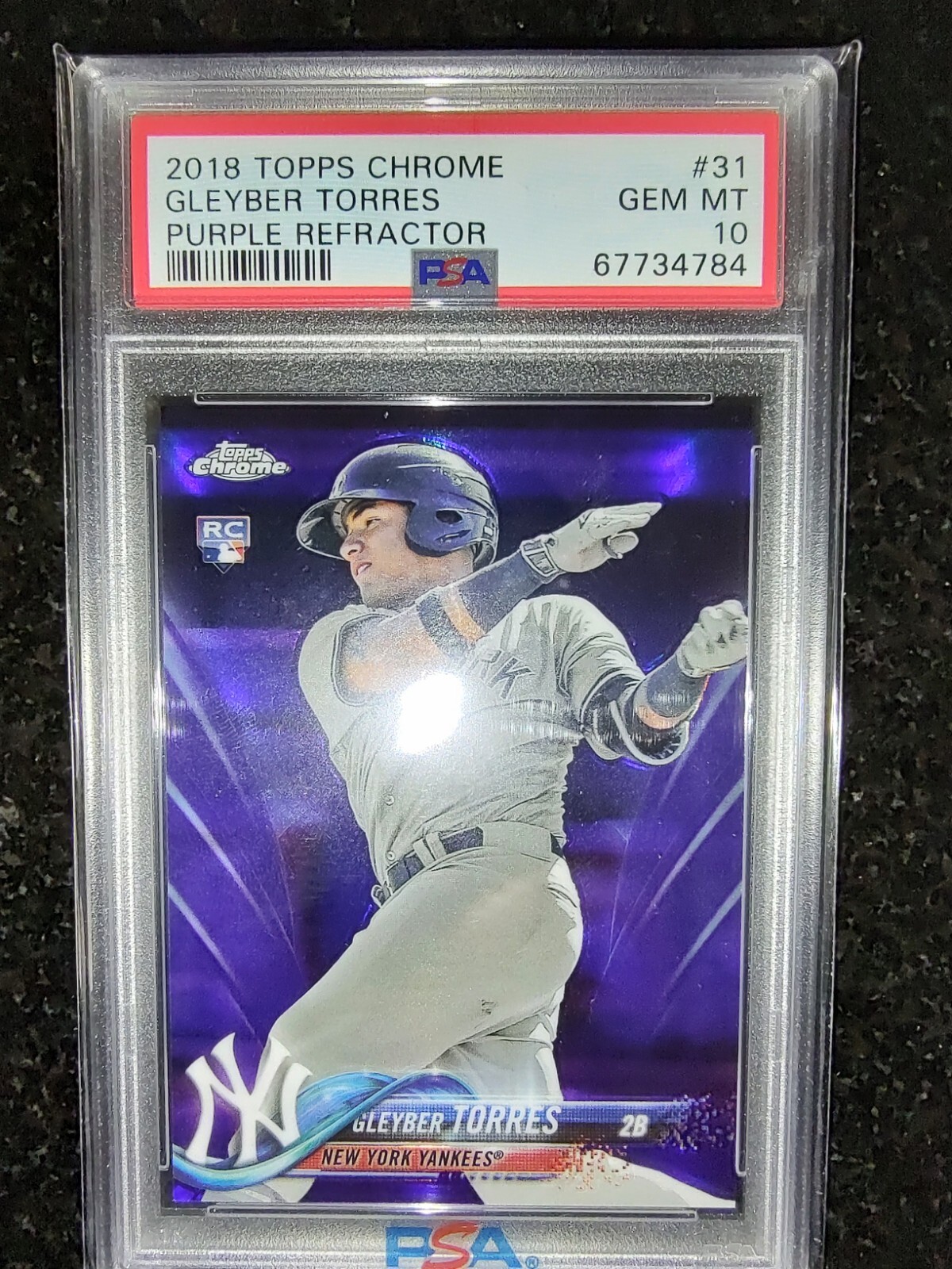 2018 Topps Chrome Purple Refractor /299 Gleyber Torres PSA 10 GEM MT Rookie RC