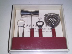 New Pottery Barn Folsom Bar Tool Of 5 Pieces Set Burgundy Chrome