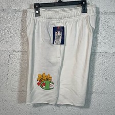 Champion Men's Powerblend Standard-Fit Logo-Print 7" Fleece Shorts, White M