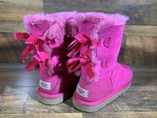 UGG Australia Pink Bailey Bow Shearling Boots Kids Size 6