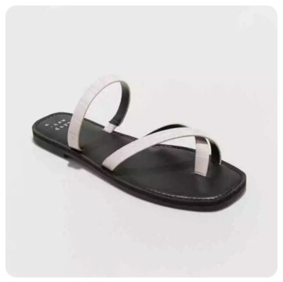Cross Strap Sandals A New Day Lilac 8.5 Purple Textured Slip On Flats Felicity
