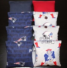 All Weather made w NEW ENGLAND PATRIOTS Fabric Cornhole Bean Bags Resin Filled