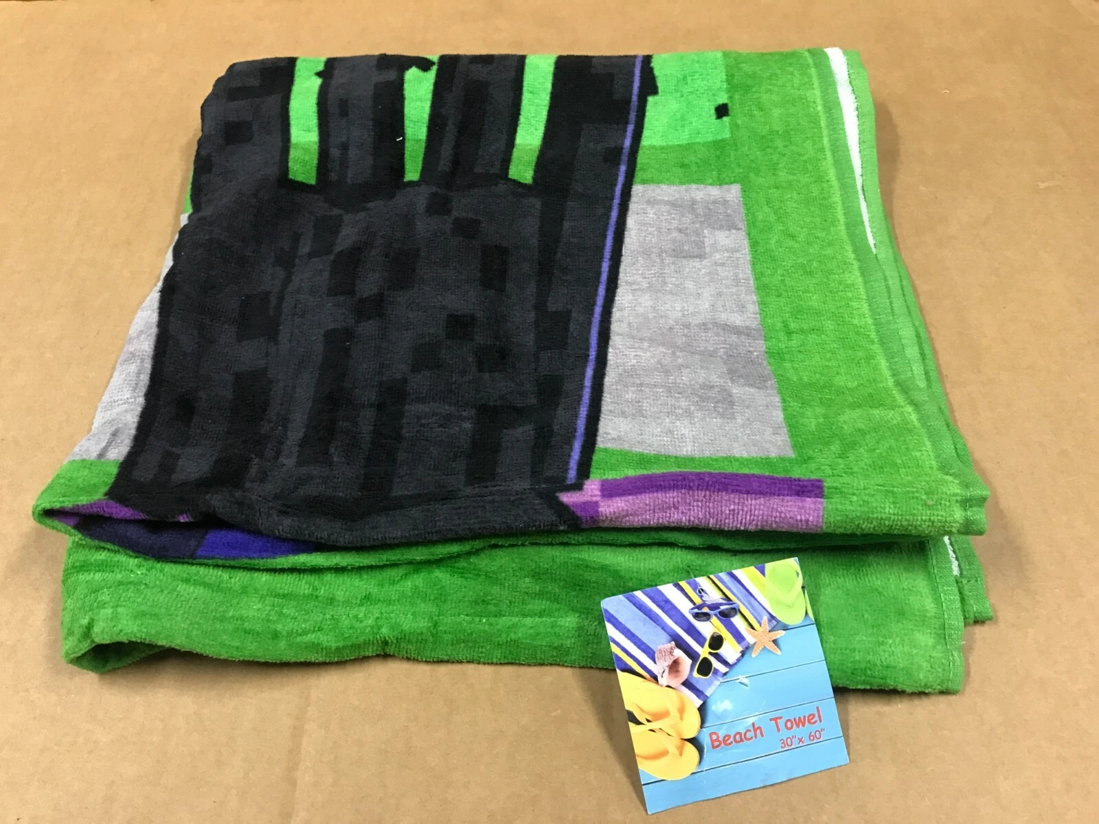 NWT Minecraft Steve & Enderman Beach Towel - 30"x 60", 100% Cotton