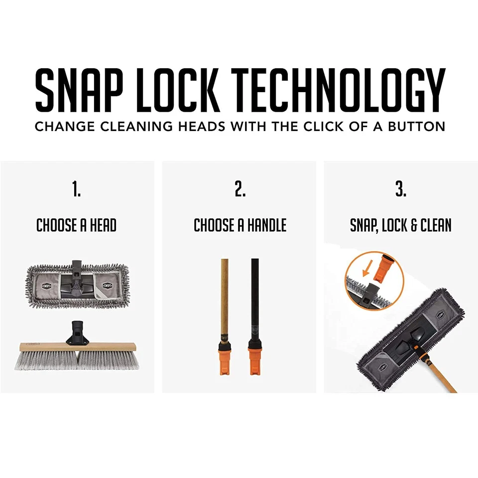 Fregona de microfibra SWOPT 24', escoba en ángulo + mangos de acero de 48' y 60'. Foto 4 de 4