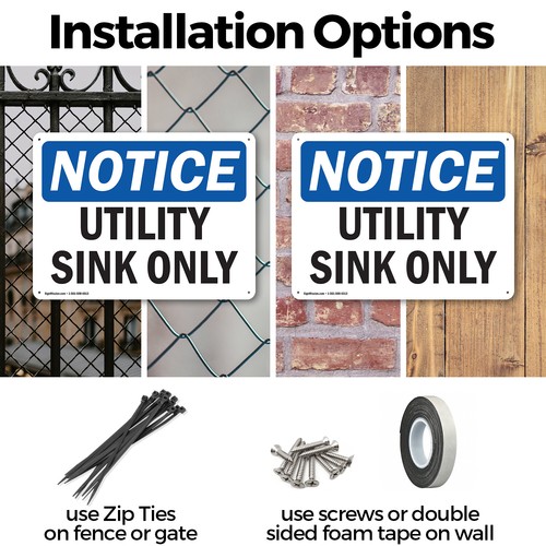 (2 Pack) Utility Sink Only OSHA Notice Sign Decal Metal Plastic - Bild 3 von 22