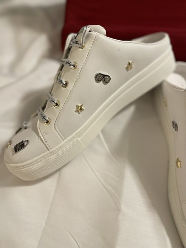Karl Lagerfeld Paris Cordelia Charm White Leather Mule Sneakers Size 10M - Picture 6 of 13