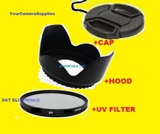 FLOWER HOOD UV FILTER LENS CAP to SONY DSC-RX10 II, RX10M, Nikkor 100-300, 62mm