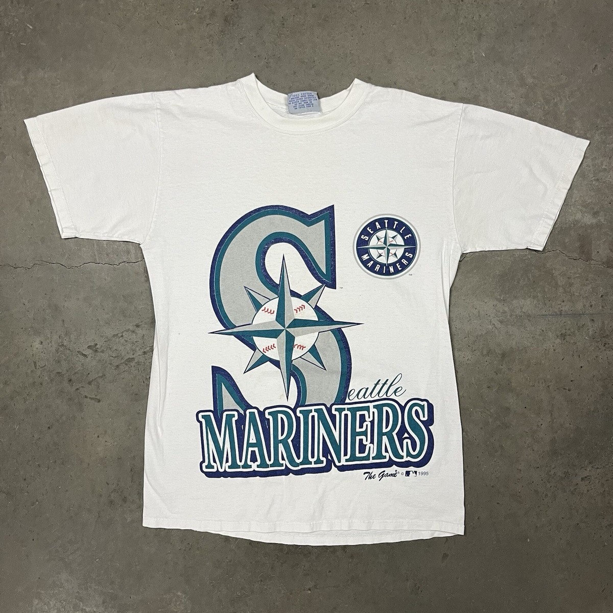 Vintage 90s Seattle Mariners Big Logo Graphic T Shirt White