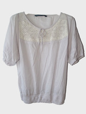 🐘T-Shirt Rundhals Häkelapplikation Raffung Grau Gr.S Zara (NP:30€)