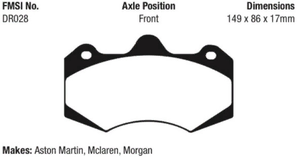 EBC Bluestuff NDX Race Brake Pad Set Front for Aston Martin / McLaren DP5042NDX