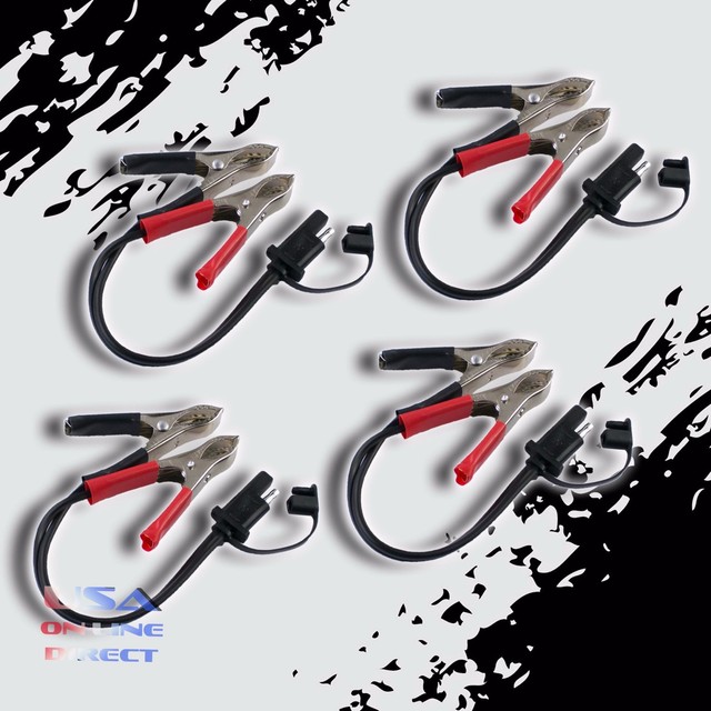 4pcs SAE Quick Connect Plug to Alligator Clip Motorcycle Marine Battery