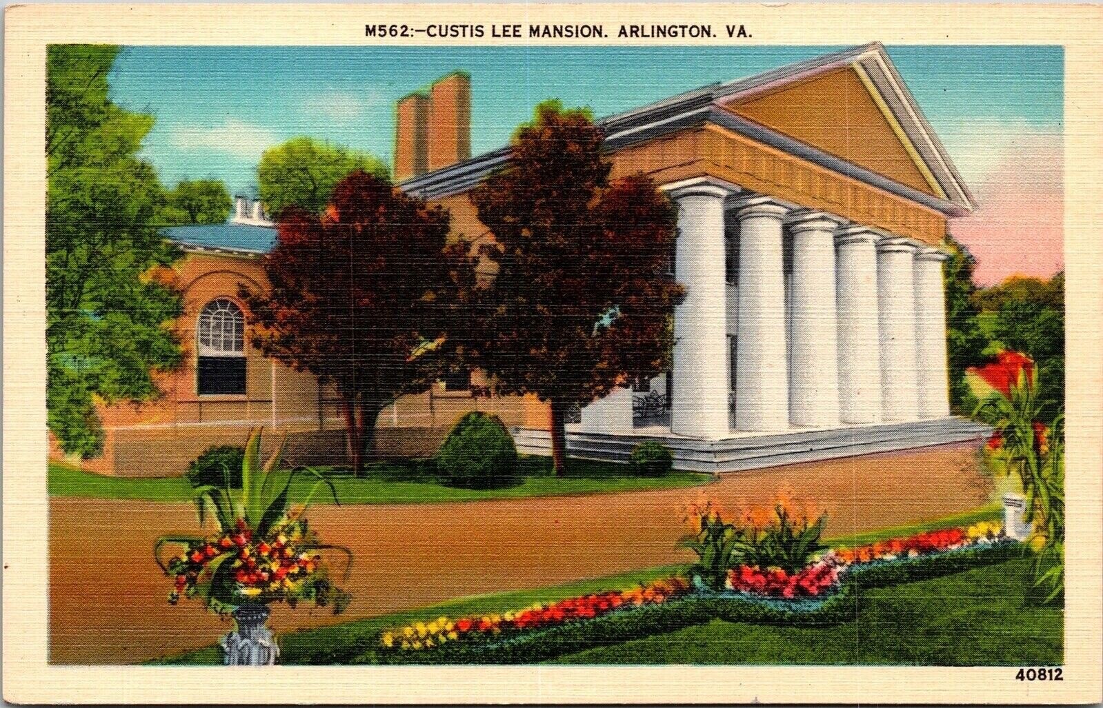 Custis Lee Mansion Arlington VA Virginia Linen Postcard VTG UNP Vintage Unused