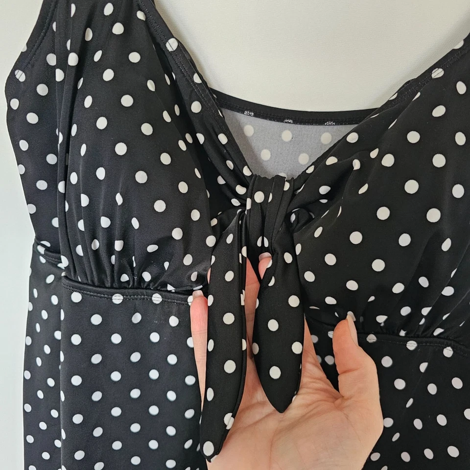 Vestido de baño a lunares blanco negro talla 22W lazo delantero adjunto inferior Foto 4 de 4