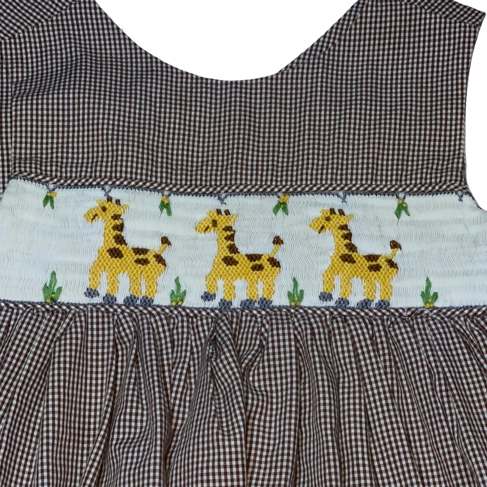 Vestido Remember Nguyen Marrón Guinga Calado Jirafa Botones Traseros Jersey Solero Foto 2 de 4