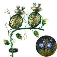 Afirst Solar Lights Outdoor, Metal Sitting Frogs Garden Decor, Waterproof Gar...