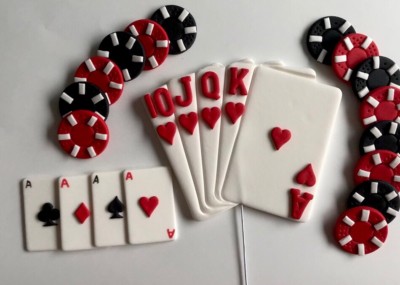 Edible Casino Poker Cake Toppers Set X 10 Chips Poker Card