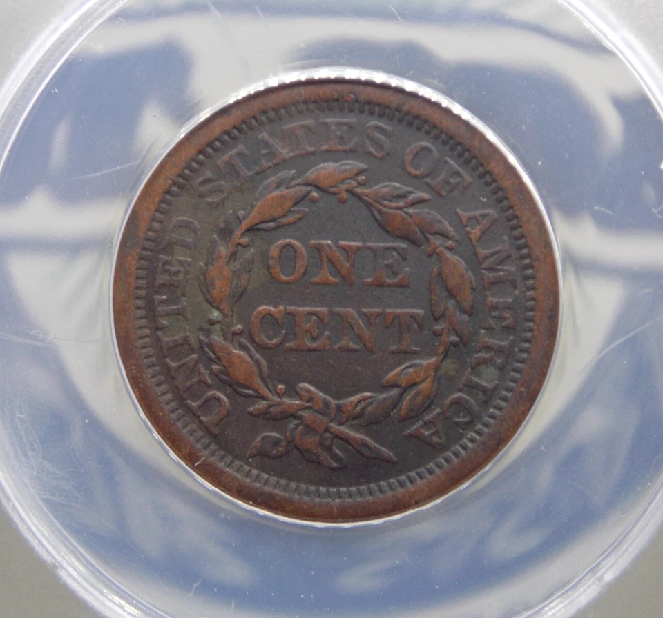 1843 Braided Hair Head Large Cent Mature Lg Let 1c ANACS VF20 Details #151 ECC&C - Image 2 of 4