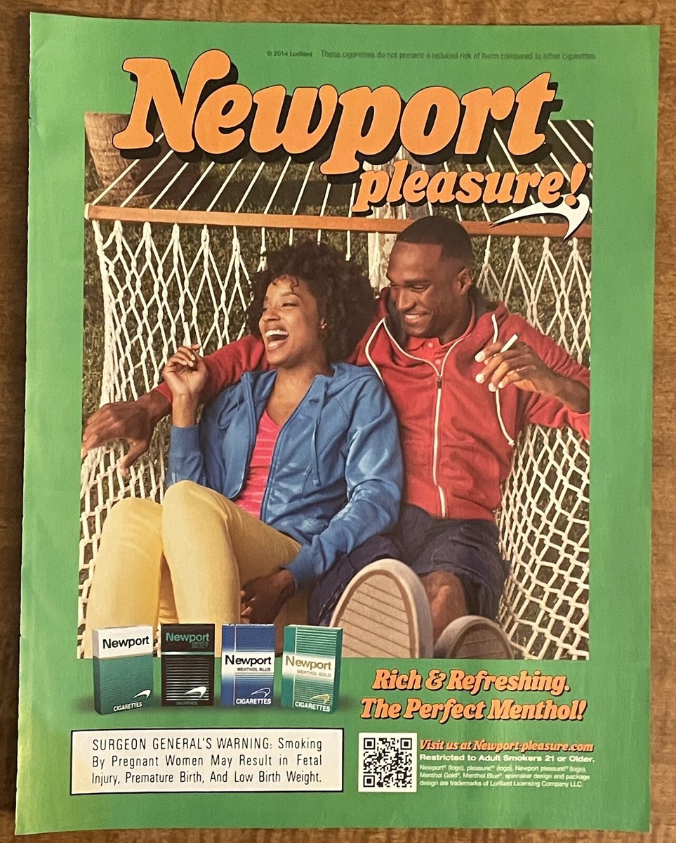 newport pleasure cigarettes 2014 Newport Pleasure Menthol Cigarettes Couple in Hammock Print Ad
