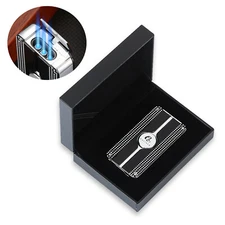 Galiner Metal Windproof Jet 3 Flame Refillable Butane Torch Cigar Lighter Punch