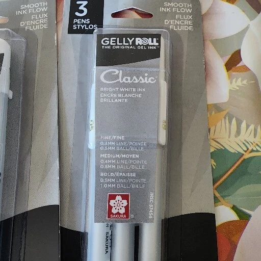 (2) Juego de 3 bolígrafos de gel blancos clásicos Sakura Gelly Roll 57454 nuevos Foto 2 de 4