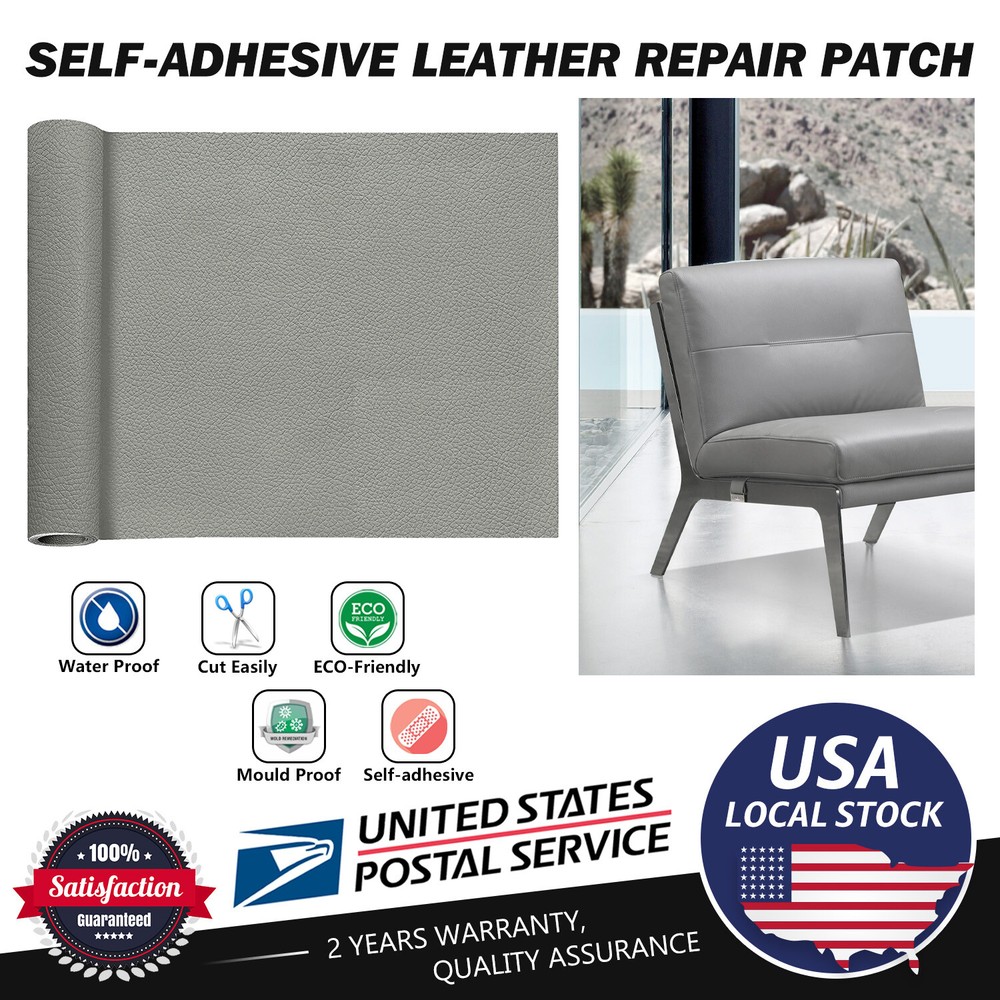 Gray Leather Repair Kit Self-Adhesive Patch Sticking on Sofa Clothing Car Seat