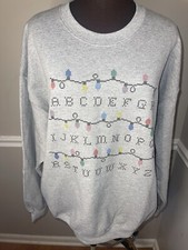 Stranger Things Christmas ABC Sweatshirt Sz XL Gray New