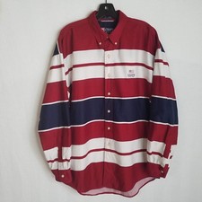 Vintage Chaps Ralph Lauren Men's Large Red White Blue Button Down L/S Shirt C327