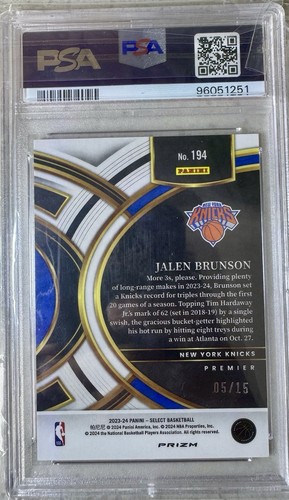 Jalen Brunson Neon Orange Pulsar FOTL /15 PSA 9 Color Match Select 2023 Knicks - Bild 2 von 2