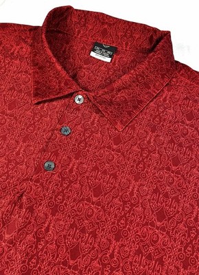 Vtg Nike Golf Men s 3XL Polo Shirt Abstract All Over Print-Tiger Woods-Red-Big