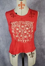 Modern Lux Wildflower Womens S Tank Top Red Beach Lightweight Semi Sheer 