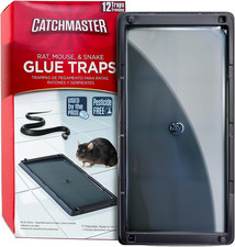 Catchmaster Rat, Snake and Mouse Traps 12Pk, Large Bulk Glue Rat Traps for Home,