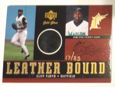 2001 UD GOLD GLOVE CLIFF FLOYD GAME GLOVE GOLD LEATHER BOUND /25 MARLINS RARE