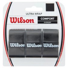 Wilson Tennis Racket Comfort Overgrips   Ultra Wrap Black 3 Pack