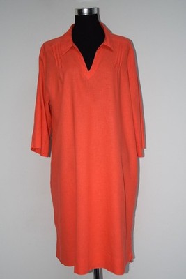 S.Oliver Sommer Kleid orange 55% Leinen Gr 48 eher 46 Top Zustand