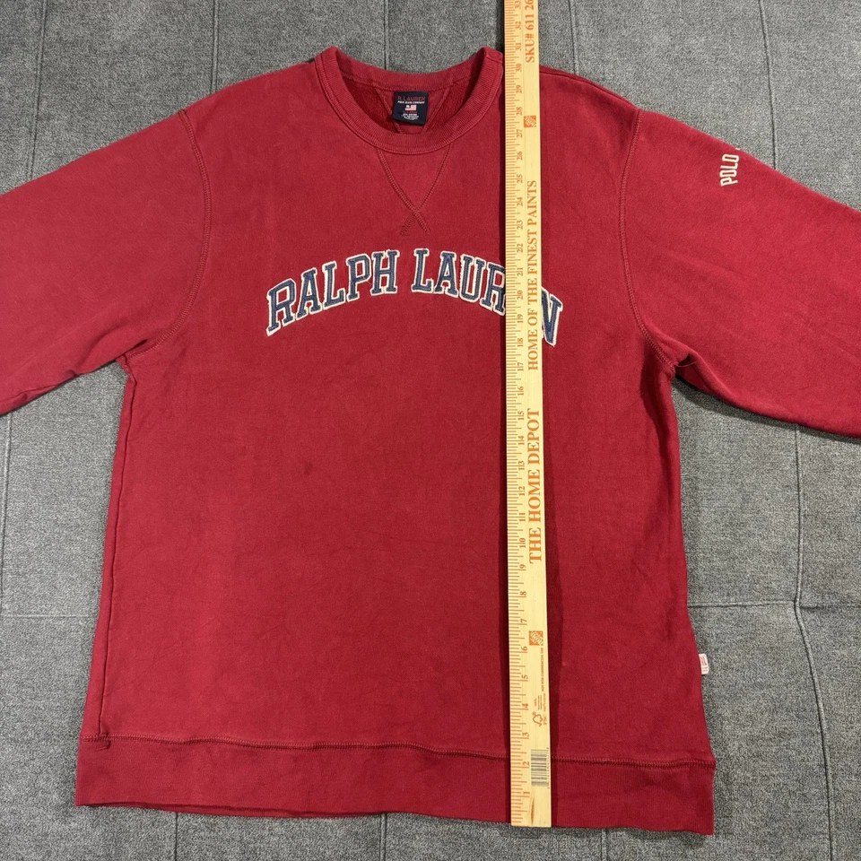 Sudadera De Colección Ralph Lauren Para Mujer XL Roja Polo Jeans Company Spellout Y2K Años 90 Foto 2 de 4