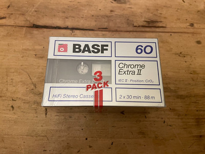 3er Pack BASF Chrome Extra II 60 HiFi Stereo Kassette neu OVP vintage Audio Tape