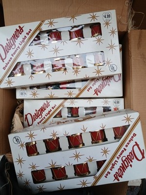 12 lot Vintage Christmas Lights Plastic Drums Sets Designers Deluxe Fancy Light 