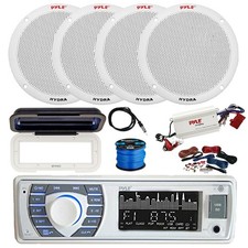 Pyle BT Marine MP3 Stereo Receiver, BT Amp, 4X 6.5" 400W Speakers, Accessories