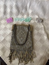 Antique 1920s Art Deco French Micro-Beaded Fringe Purse - Steel Cut Beads Read
