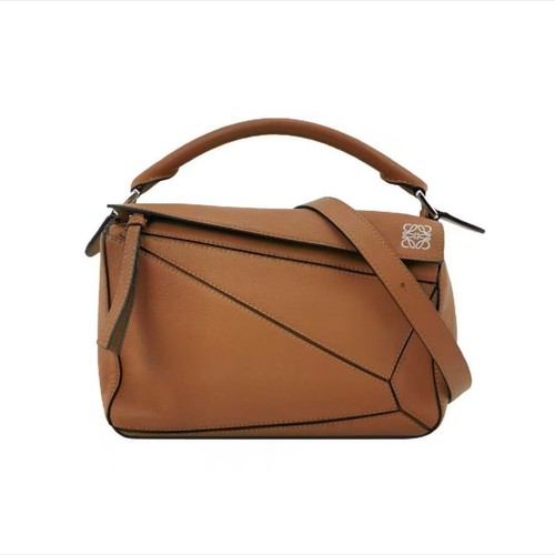 Authentic Loewe Puzzle Caramel Leather Top Handle Small Crossbody Bag Good